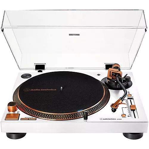 Audio-Technica AT-LP120XUSB-WB Direct-Drive Record Player (Analog & USB) White and Bronze