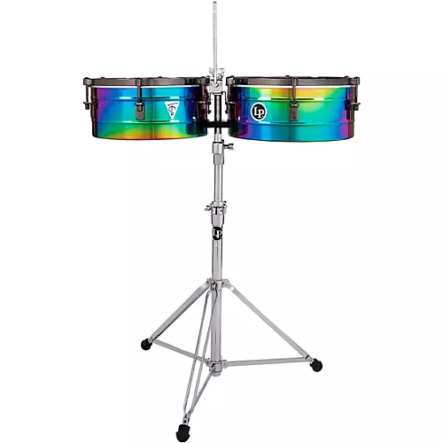 LP Tony Succar Signature Timbales With Black Nickel Hardware 14 in./15 in. Rainbow Chrome