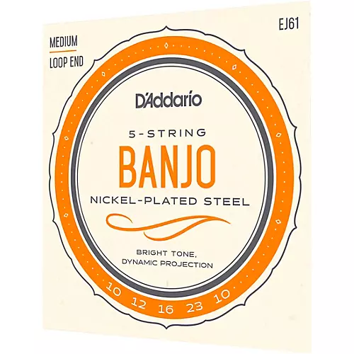 D'Addario EJ61 Nickel 5-String Medium Banjo Strings (10-23)