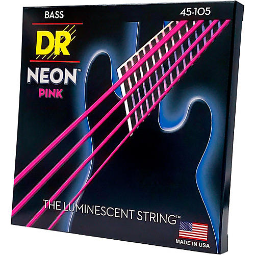DR Strings NEON Hi-Def Pink Bass SuperStrings Medium 4-String