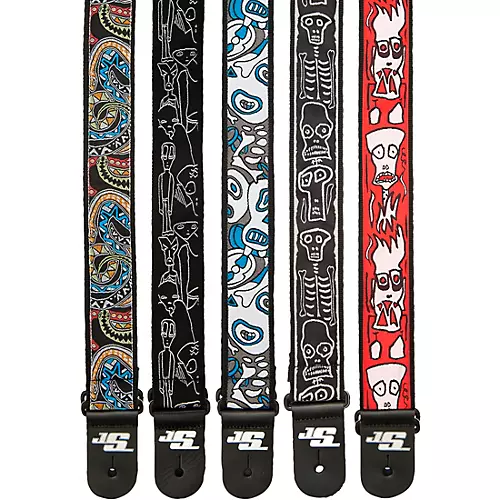 D'Addario Joe Satriani Nylon Guitar Strap Black/Red/Green Snakes Mosaic