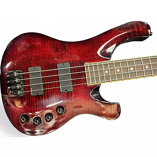 Used Schecter Guitar Research 004 diamond series Trans Red Electric Bass Guitar Trans Red