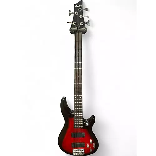 Used Schecter Guitar Research C-5  PLUS RED BURST QUILT Electric Bass Guitar RED BURST QUILT