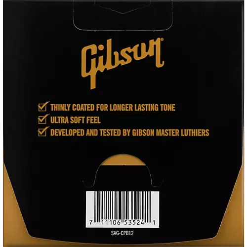 Gibson Coated Phosphor Bronze Acoustic Guitar Strings, Light Gauge