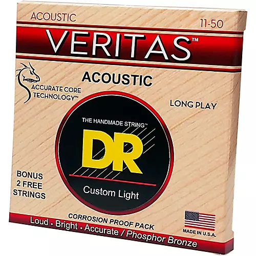 DR Strings Veritas - Perfect Pitch with Dragon Core Technology Custom Light Acoustic Strings (11-50)