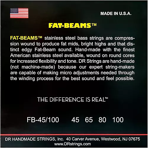 DR Strings Fat-Beams Stainless Steel Medium-Lite 4-String Bass Strings (45-100)