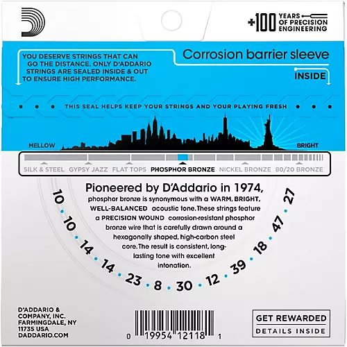 D'Addario EJ38 12-String Phosphor Bronze Light Acoustic Guitar Strings