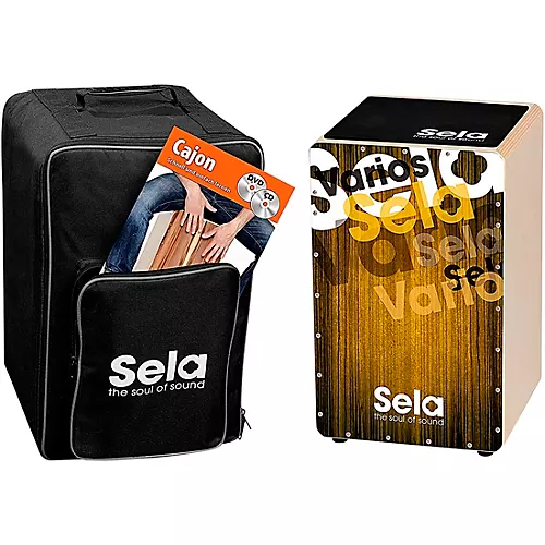 Sela Varios Cajon Bundle with Bag, Pad and DVD Brown/Black