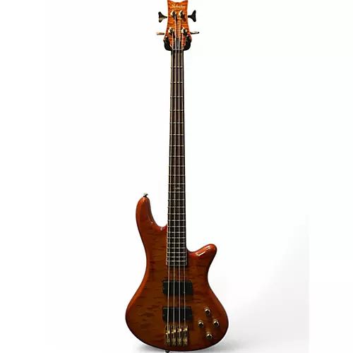 Used 2005 Schecter Guitar Research DIAMOND SERIES ELIT 4 Trans Amber Electric Bass Guitar Trans Amber