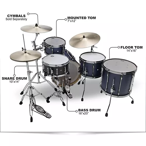 TAMA Superstar Hyper-Drive Duo 4-Piece Shell Pack Satin Blue Vertical Stripe