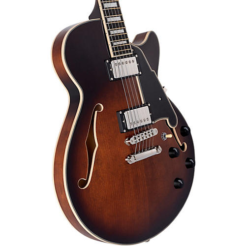 D'Angelico Premier SS Semi-Hollow Electric Guitar With Stopbar Tailpiece Brown Burst