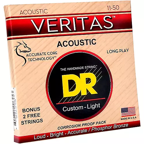 DR Strings Veritas - Perfect Pitch with Dragon Core Technology Custom Light Acoustic Strings (11-50)