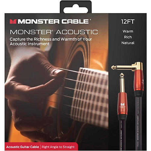 Monster Cable Prolink Acoustic Pro Audio Instrument Cable, Right Angle to Straight 21 ft. Black