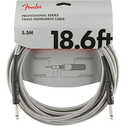 Fender Professional Series Straight to Straight Instrument Cable 15 ft. White Tweed