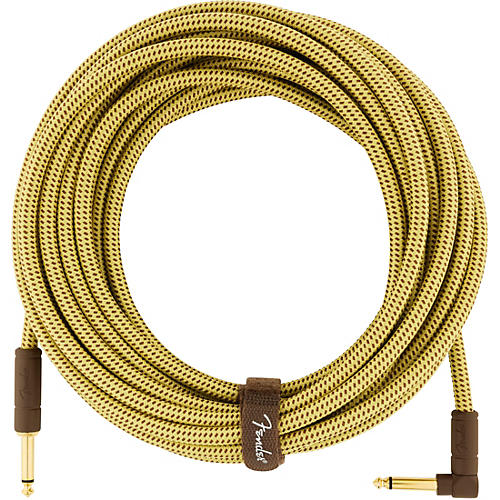 Fender Deluxe Series Straight to Angle Instrument Cable 18.6 ft. Yellow Tweed