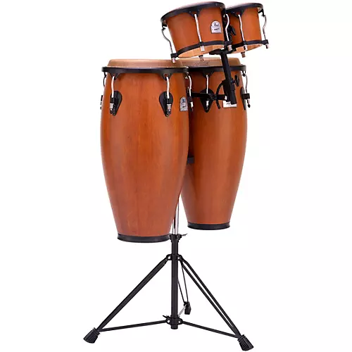 Pearl Primero Conga and Bongo Set With Stand in Mahogany Satin Stain