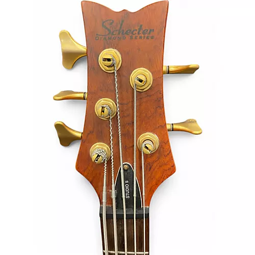 Used Schecter Guitar Research Stiletto Studio 5 String Worn Natural Electric Bass Guitar Worn Natural