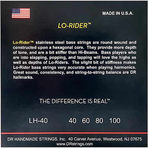 DR Strings Lo Rider LH-40 Lite Stainless Steel 4 String Bass Strings