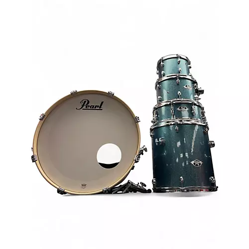 Used Pearl 5 Piece Export Aqua Blue Sparkle Drum Kit Aqua Blue Sparkle