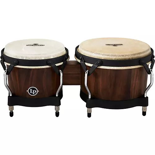 LP Matador Pine Whiskey Barrel Bongos, with Black Hardware