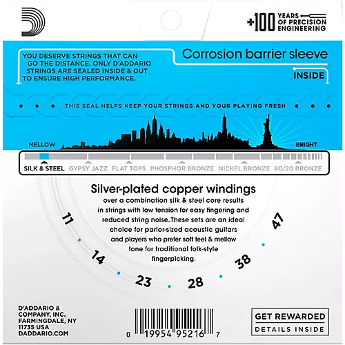 D'Addario EJ40 Silk and Steel Ball End Acoustic Folk Guitar Strings