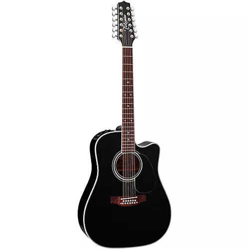 Takamine EF381SC 12-String Dreadnought Cutaway Acoustic-Electric Guitar Black