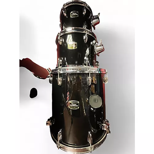 Used 1980s Yamaha 5 Piece touring custom Black Drum Kit Black