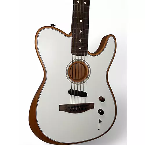 Used Fender Acoustasonic Telecaster White Acoustic Electric Guitar White