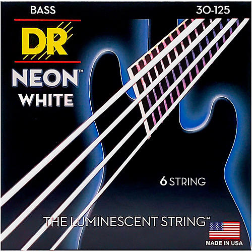 DR Strings Hi-Def NEON White Coated Medium 6-String Bass Strings