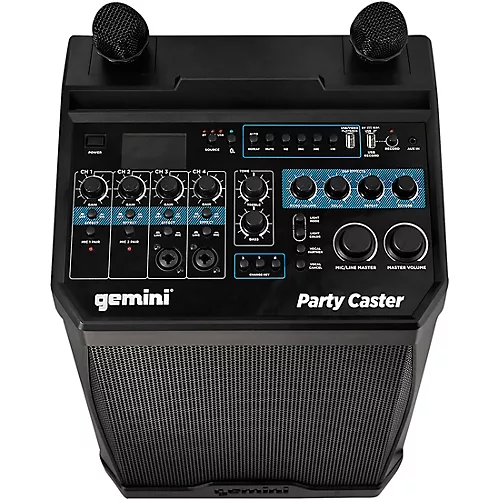 Gemini Party Caster Karaoke System With Dual Handheld Wireless Microphones