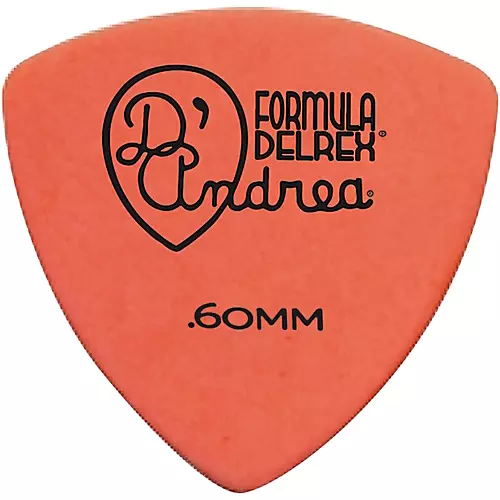 D'Andrea 346 Guitar Picks Rounded Triangle Delrex Delrin - One Dozen Orange .60 mm