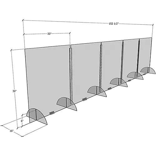 VICTORY DISPLAY Five Panel COVID19 Desktop Guard with Hinges