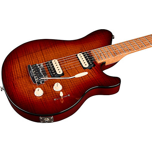 Ernie Ball Music Man Axis Super Sport Flame Top Electric Guitar Roasted Amber