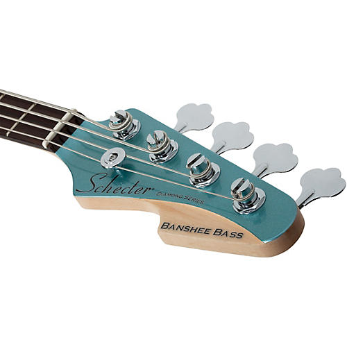 Schecter Guitar Research Banshee 4-String Short Scale Electric Bass Guitar Pelham Blue White Pickguard
