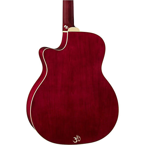 Luna Lotus Quilted Maple Acoustic-Electric Guitar Transparent Shiraz