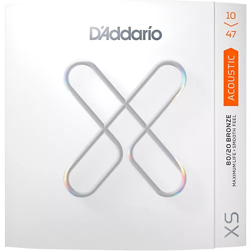 D'Addario XS Acoustic 80/20 Bronze Coated Guitar Strings Light Top/Medium Bottom (12-56)