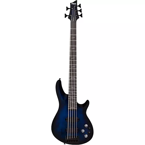 Schecter Guitar Research Omen Elite-5 5-String Electric Bass See-Thru Blue Burst