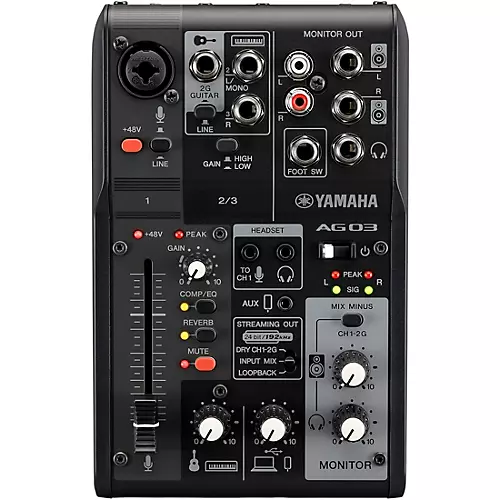 Yamaha AG03MK2 3-Channel Live Streaming Loopback Audio USB Mixer Black