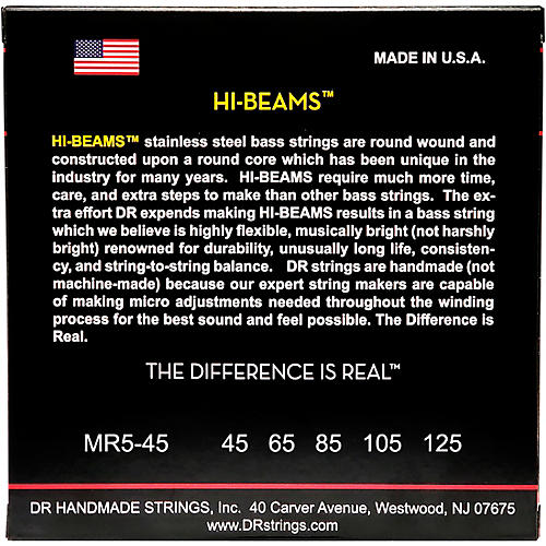 DR Strings Hi-Beams Medium 5-String Bass .125 Low B String