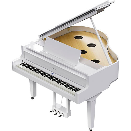 Roland GP-9M Digital Grand Piano With Moving Keys and Bench Polished White