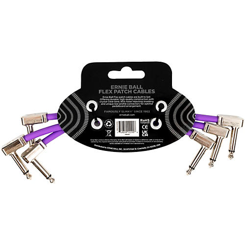 Ernie Ball Flex Patch Cable - 3 Pack 3 in. Purple