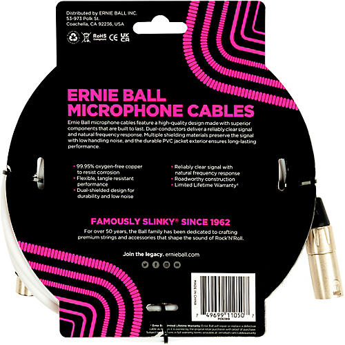 Ernie Ball XLR Microphone Cable 20 ft. Black
