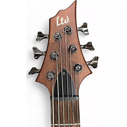 Used ESP LTD D6 6 String NATURAL SATIN RED Electric Bass Guitar NATURAL SATIN RED