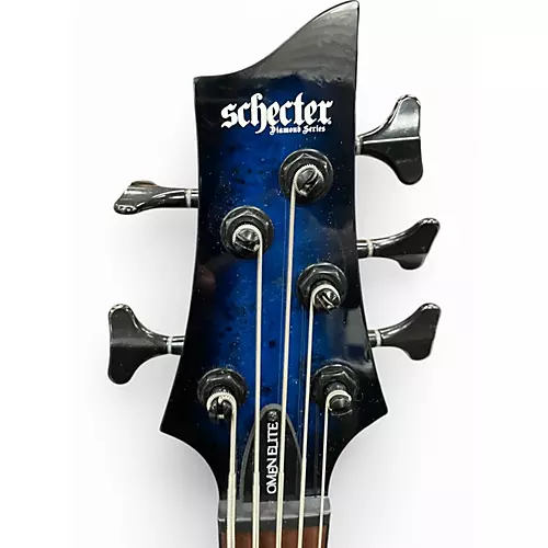 Used Schecter Guitar Research OMEN ELITE-5 Blue Electric Bass Guitar Blue