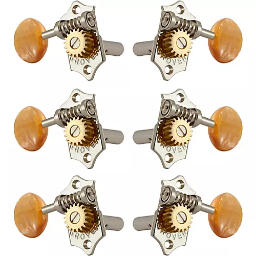 Grover Sta-Tite With 18:1 Gear Ratio 97-18 Series Amber Acryllic Button Tuning Machines Gold