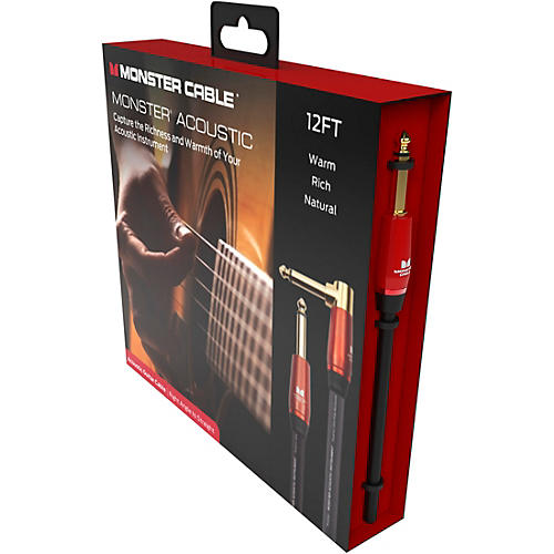 Monster Cable Prolink Acoustic Pro Audio Instrument Cable, Right Angle to Straight 21 ft. Black