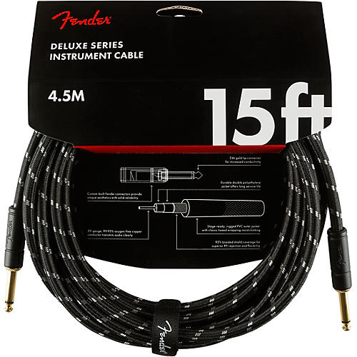 Fender Deluxe Series Straight to Straight Instrument Cable 18.6 ft. Yellow Tweed