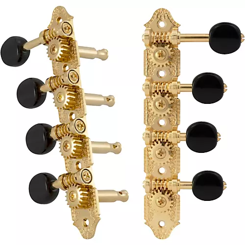 Grover Professional Mandolin F Style 409 Series Black Button Tuning Machines Chrome
