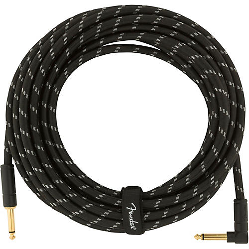 Fender Deluxe Series Straight to Angle Instrument Cable 18.6 ft. Yellow Tweed