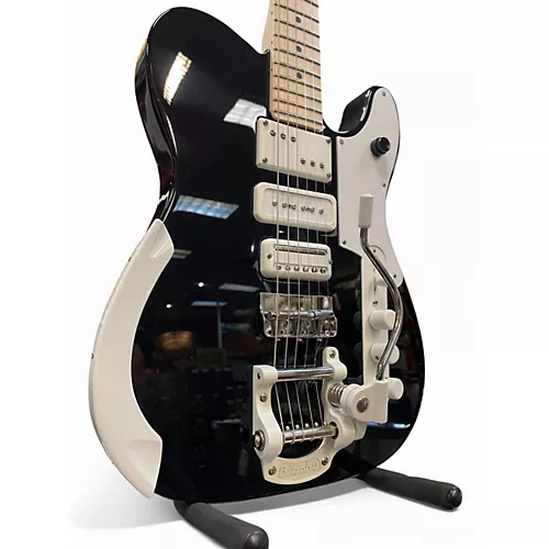 Used Fender ack White Triplecaster Telecaster Black Solid Body Electric Guitar Black